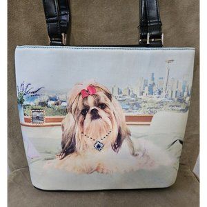 Shih Tzu Shoulder Bag with Rhinestone Collar